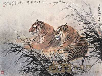 方楚雄 壬申（1992）年作 双雄图 镜心 96×129cm